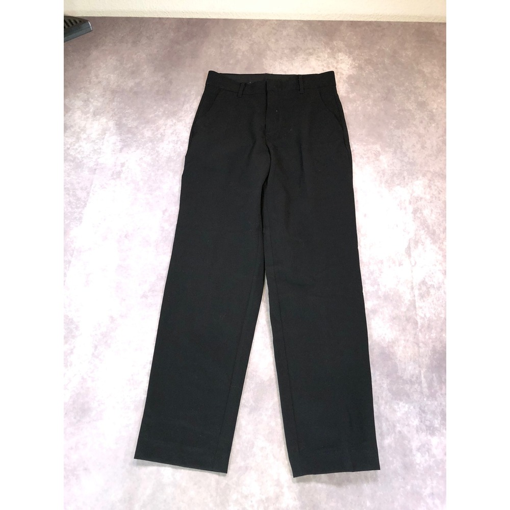 Van Heusen Boys Black Dress Pants Regular Fit Size 14 Flat Front Trousers